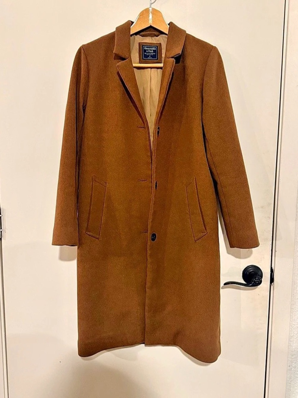 Abercrombie & Fitch Wool-Blend Tailored Topcoat Women's Brown Wool-Style Coat